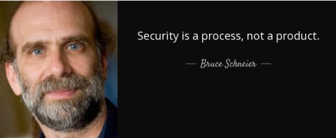 CISOns roll kan lätt beskrivas genom Bruce Schneiers (som syns på bilden) ord "Security is a process, not a product".