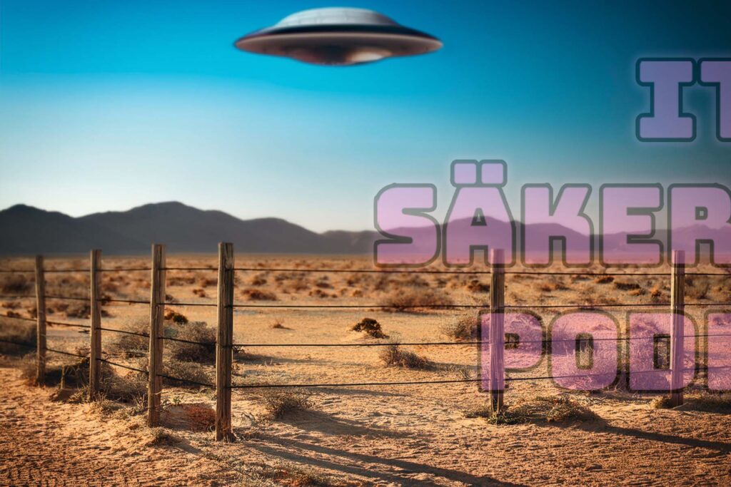 Gary McKinnon är dagens ämne och bilden är ett UFO som svävar över öknen.