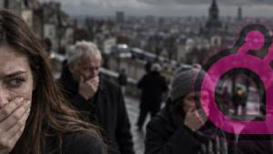 Chat control 2.0 illustreras av människor som håller händerna för munnen för att inte säga något som kan användas emot dem.